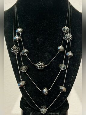 Vintage Multi-Strand Black Bead Necklace
